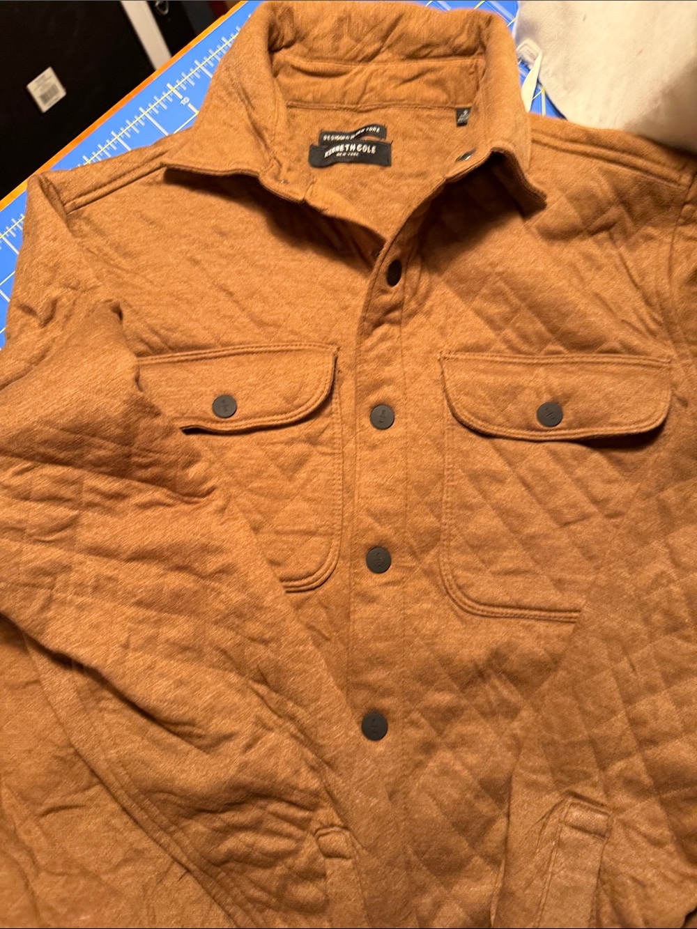 Kenneth Cole Quilted Tan Shirt Jacket